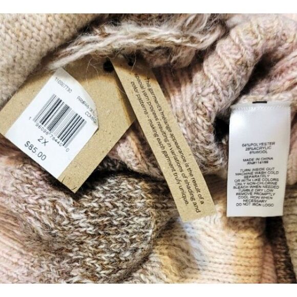 NWT - Frye & Co Ombre Space Dyed Fringe Wool Blend Sweater - 2X - Picture 9 of 10